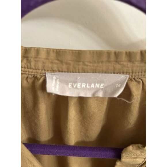 Everlane Women’s Split-Neck Puff Sleeve Hazel Green Shirt Sz 14 Peasant Cottage - Picture 4 of 6